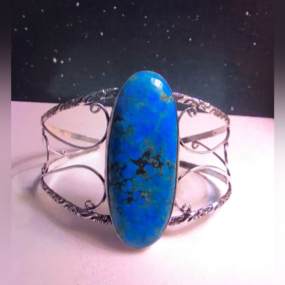 Turquoise 925 Sterling Silver Cuff Bracelet - Picture 2 of 2